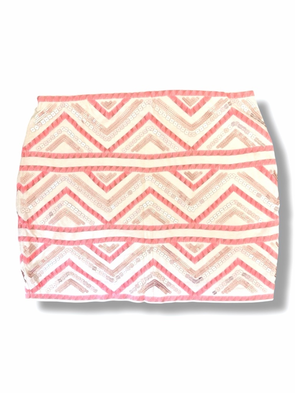 Express Sequin Mini Skirt Chevron Size Small Silver Gold Festival Geometric - Picture 3 of 7